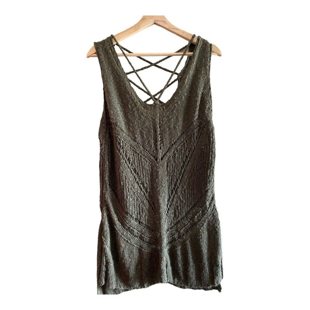 Women’s sleeveless lush green boho top large